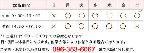 診療時間カレンダー